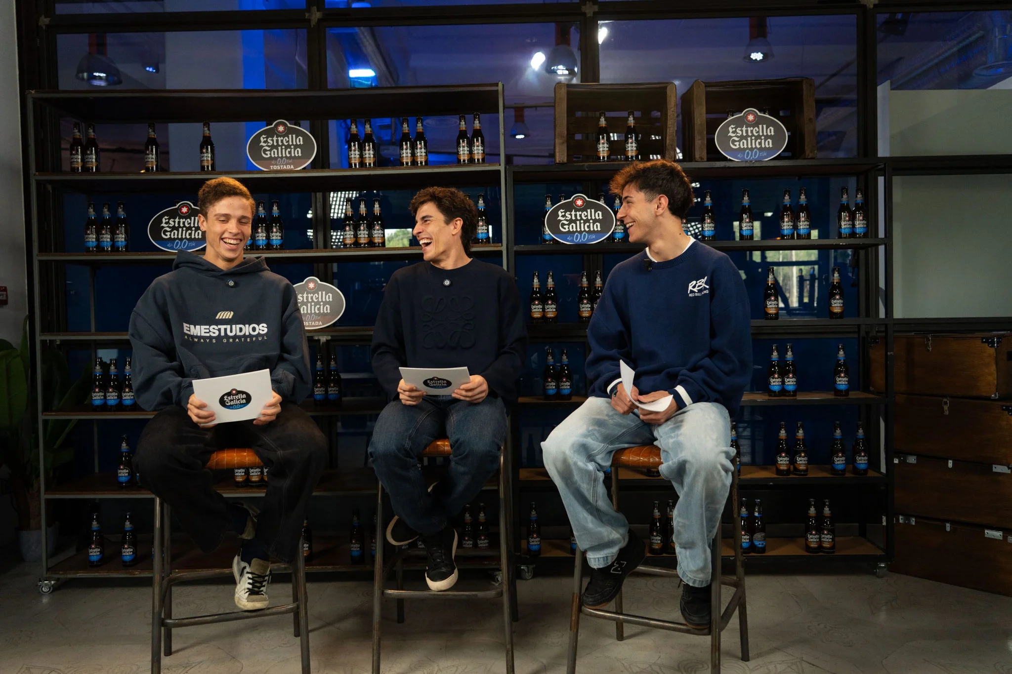 Marc Márquez, Diogo Moreira y Jose Antonio Rueda en entrevista cruzada