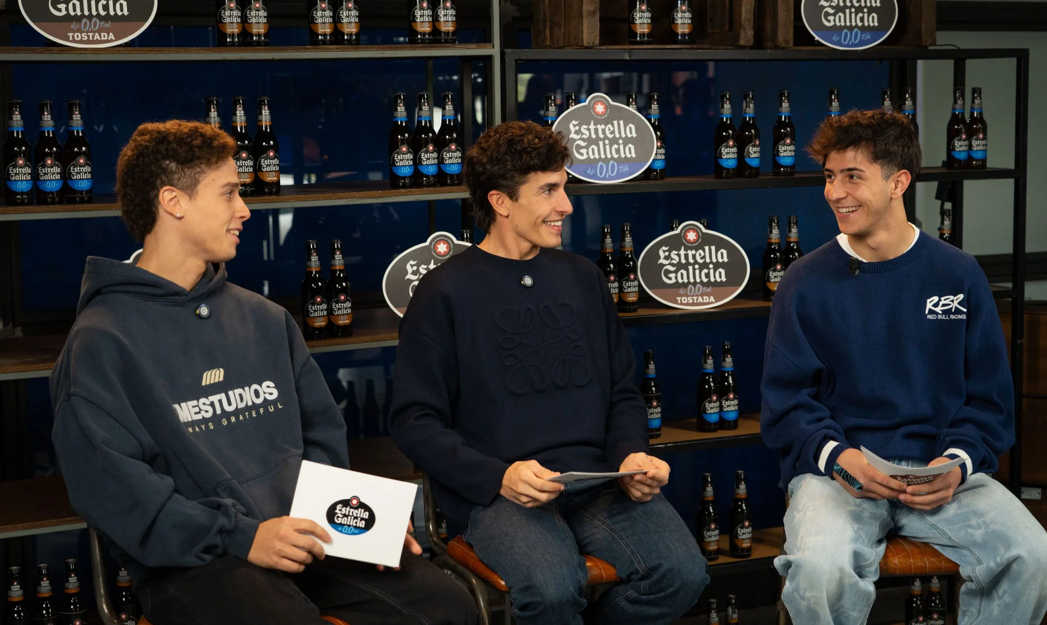 Marc Márquez, Diogo Moreira y Jose Antonio Rueda en entrevista cruzada