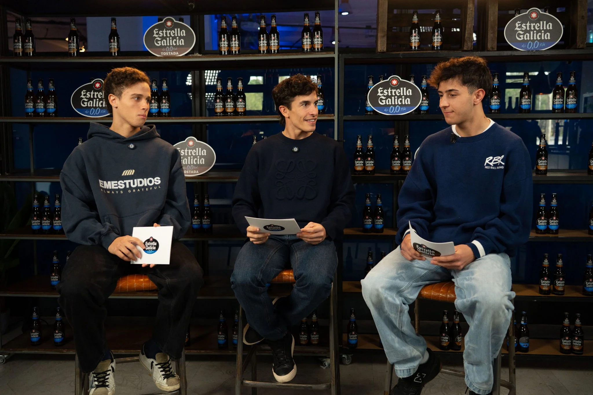 Marc Márquez, Diogo Moreira y Jose Antonio Rueda en entrevista cruzada
